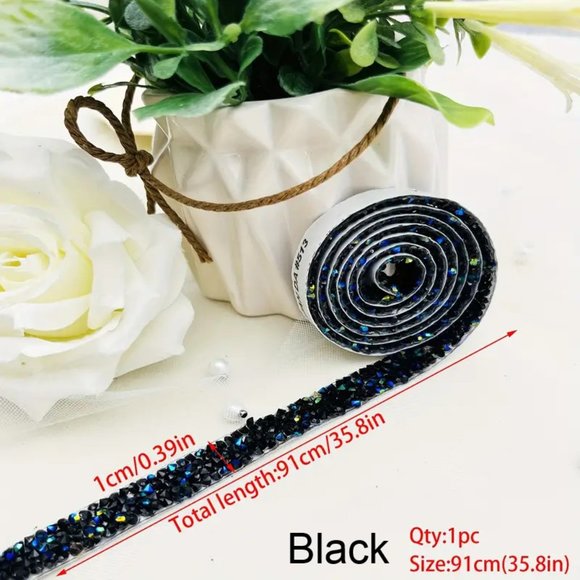 NEW 1 Roll/Yard Rhinestone Strips, Self-Adhesive Crystal Rhinestone Ribbon Multi - Picture 3 of 9